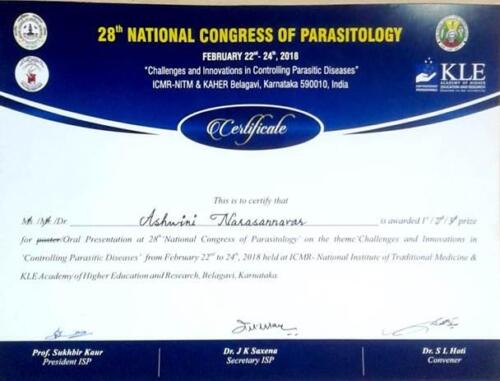 48-2018 Best Paper Award Dr. Ashwini